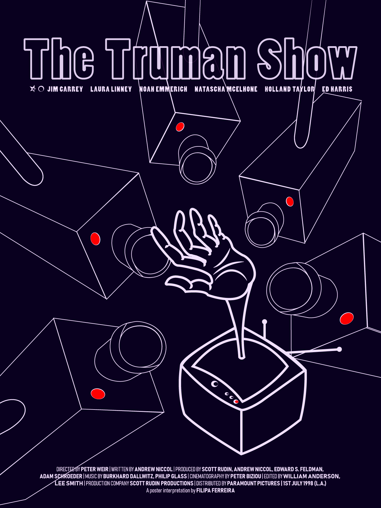 Ilustração do Póster de The Truman Show,Ilustrações, Design Gráfico, Filipa Ferreira, The Truman Show